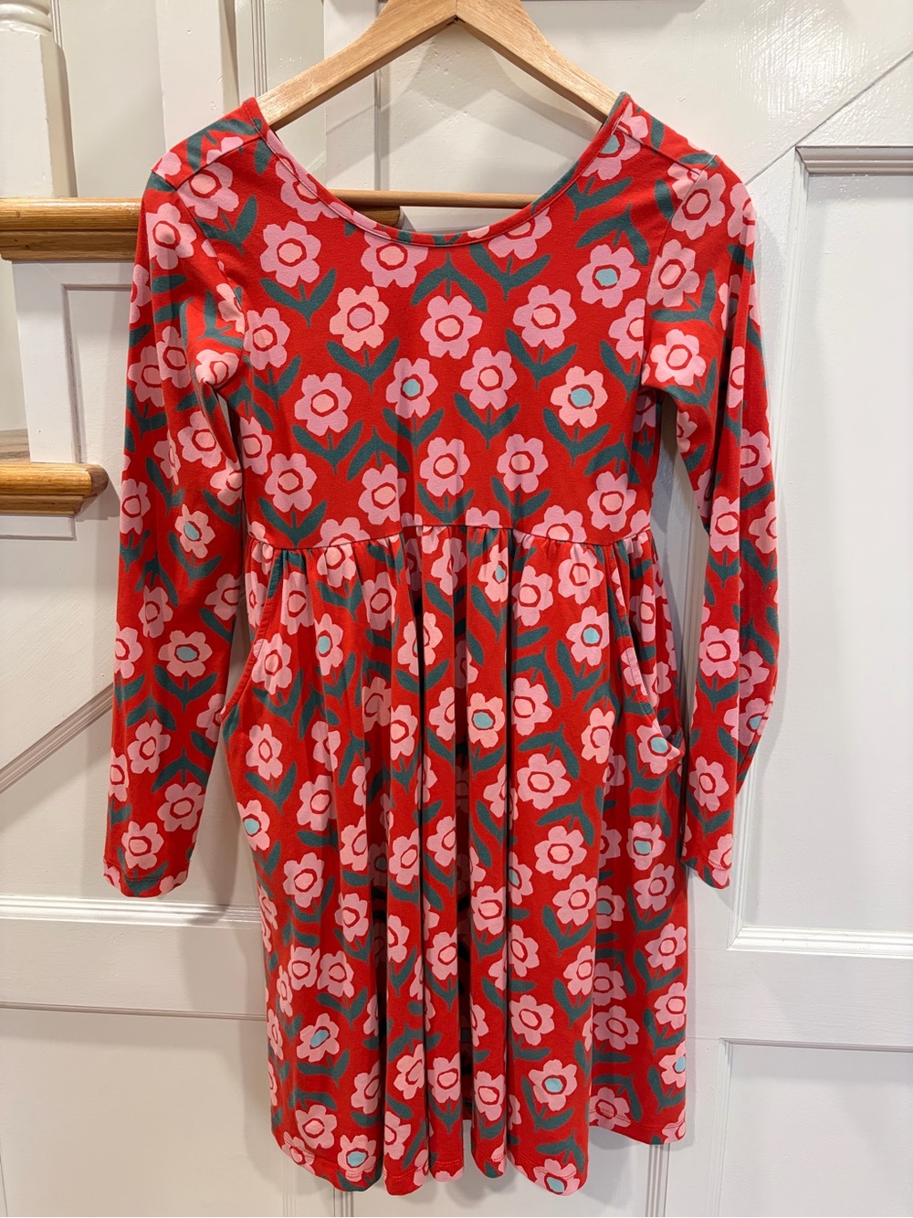 Hanna Andersson Long Sleeve Skater Dress Pockets Cute Cosmos Pink Size 150/12